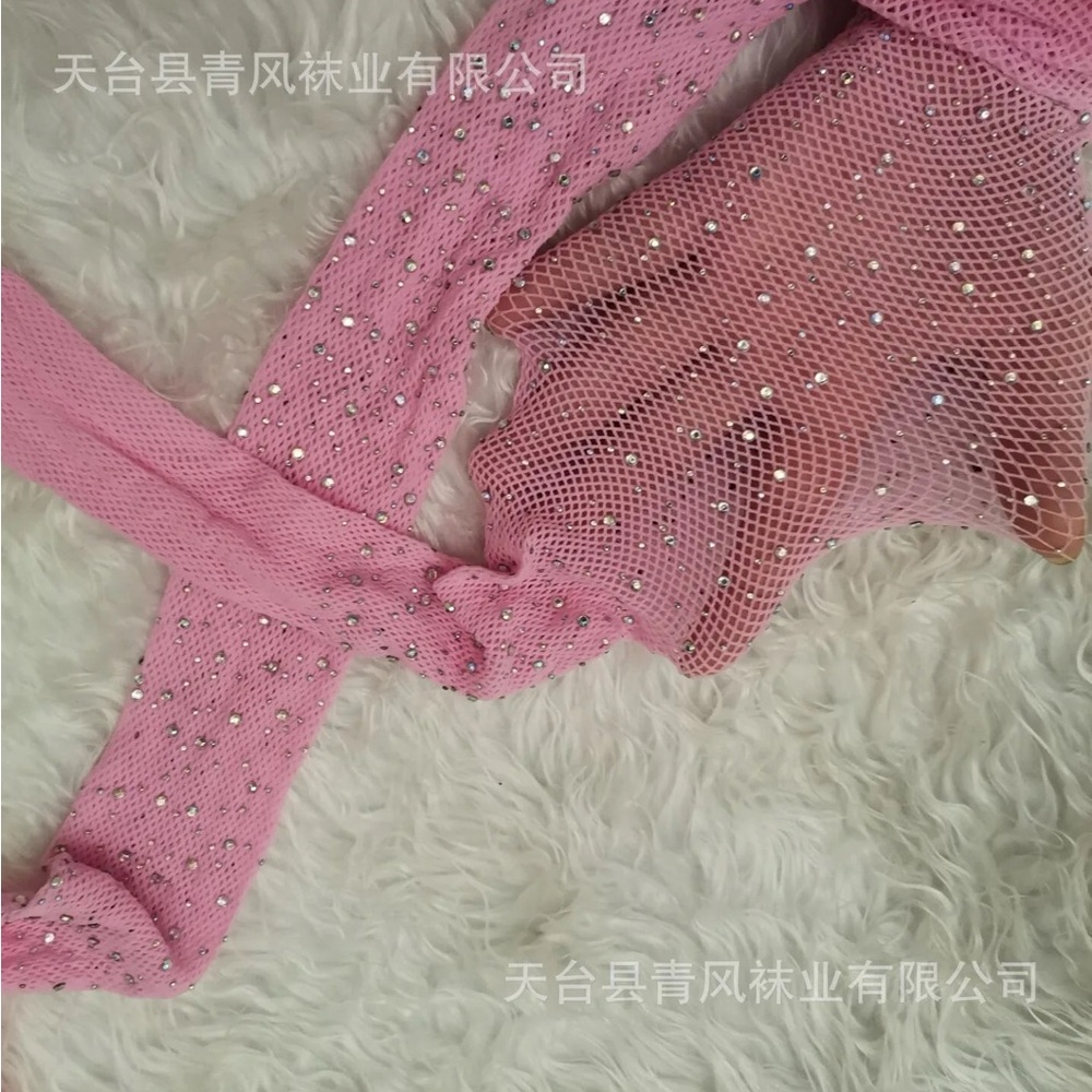 Sparkling Rhinestone Fishnet Stockings/Tights - Picture 5 of 7